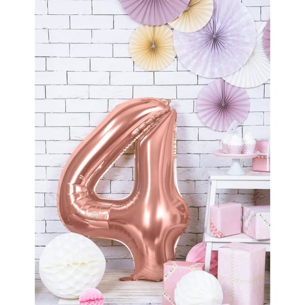 Ballong nummer 3 roséguld - 86 cm