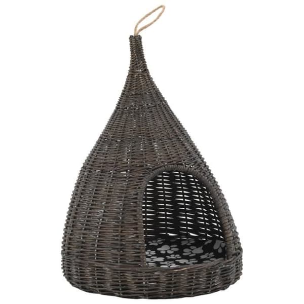 vidaXL Kattsäng med Kudde Grå 40x60 cm Natur Willow