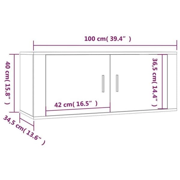 816632 vidaXL Väggmonterad TV-möbel Vit 100x34,5x40 cm