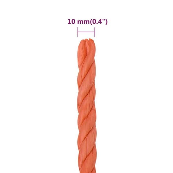 152933 vidaXL Arbetsrep Orange 10 mm 25 m Polypropen