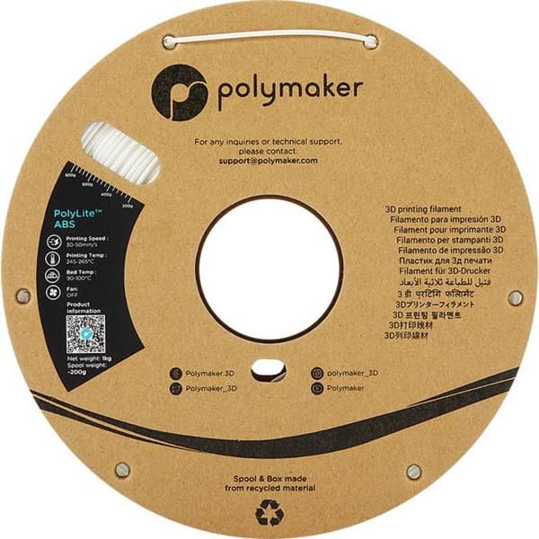 Polymaker PE01002 PolyLite Filament ABS luktfri 1,75 mm 1000 g vit 1 st(s)
