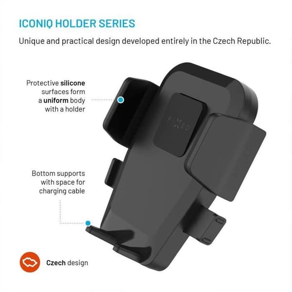 Bilaccessoar - FIXED - FIXE Iconiq Vent - Telefonhållare - Svart - Plast