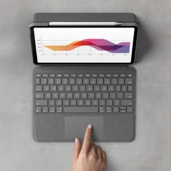 logitech - inmatningsenheter folio touch ipad air 4:e generationen oxford grey deu central