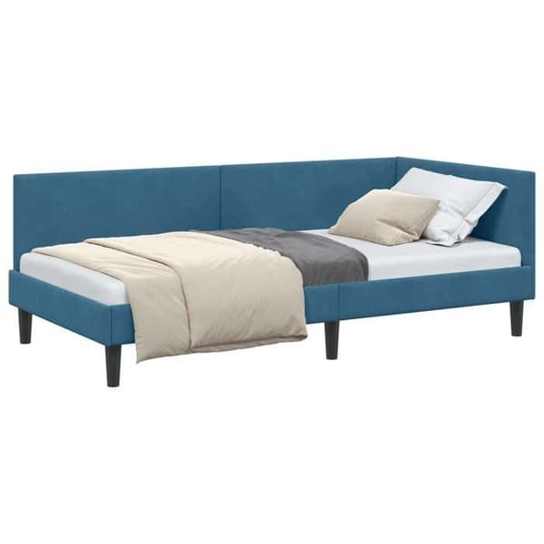 vidaXL Hörnsängram Blå 100 cm x 200 cm Sammet 42016235