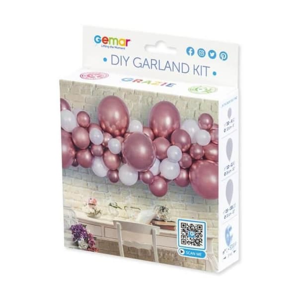 Ballonggirlangset - Vit och Roséguld
