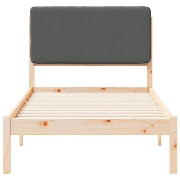 vidaXL Sängram med vadderat huvudgavel Mörkgrå 75 x 190 cm, Sovrum, Rektangulär, Modern möbel 877950