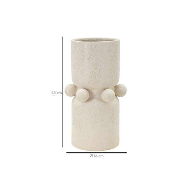 Beige keramikvas med bollar Ø 16x28 cm