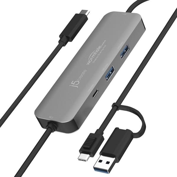 Skärmdelningshub - J5CREATE - JCH462-N - 2 portar (2 PC) - Multi-touch / gester / stylus - KVM grå
