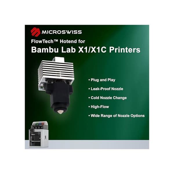 Hotend för 3D-skrivare - Micro-Swiss - FlowTech - Bambu Lab X1/X1C - Hård spets - Lätt byte av munstycke