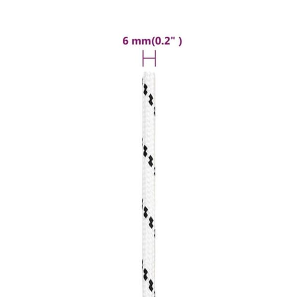 152761 vidaXL Flätat båtrep Vit 6 mmx25 m Polyester