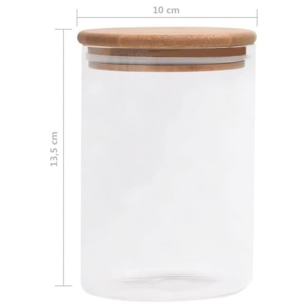 Förvaringskärl - vidaXL - 4 st - Transparent glas - Lock i bambu - 800 ml