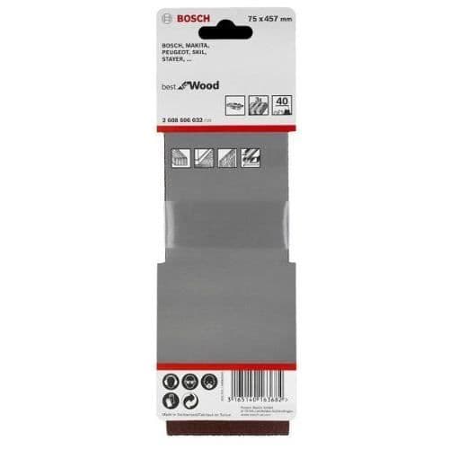 Slipbands - BOSCH - X440 - Pack om 3 - 75x533 mm - Korns 40
