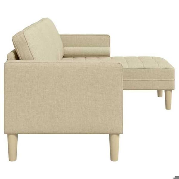 vidaXL Soffgrupp med kuddar Creme Polyester 42001919