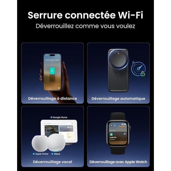 SwitchBot WiFi Pro Lås – Touch-tangentbord, Fingeravtryck, Matter, Alexa/Google, 15 metoder