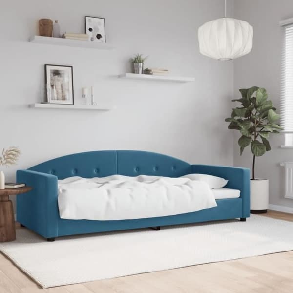 vidaXL Bäddsoffa blå 90x200 cm sammetsöverdrag 354135