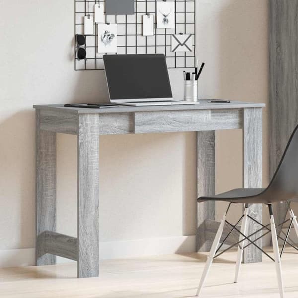Skrivbord - Sonoma grå - 100x45x75 cm - Ingenjörsträ - Lätt montering