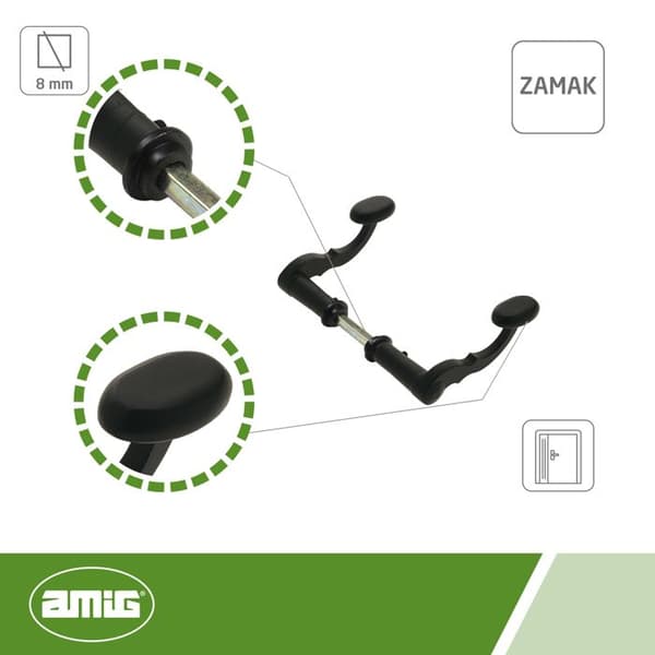 AMIG | Dubbel stöd 100SP | Zamak | Svart