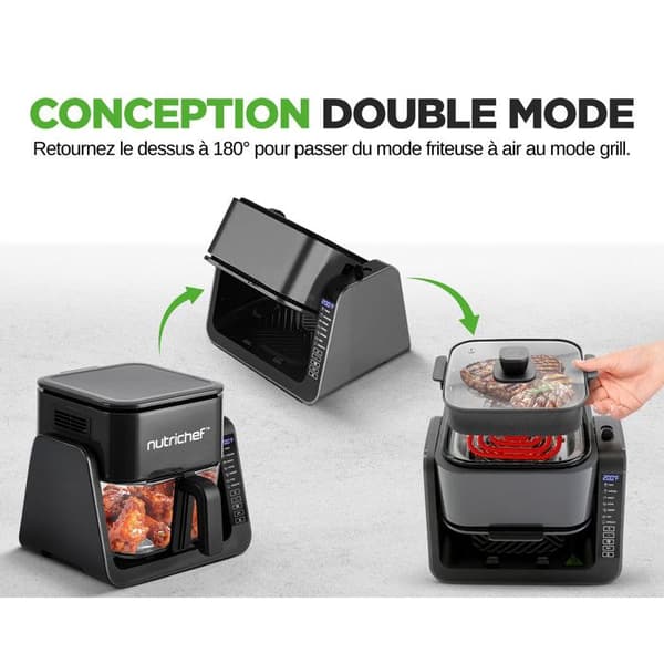 Luftfritös med grill - NUTRICHEF - NutriChef - 1500 W - 4 L - 8 program