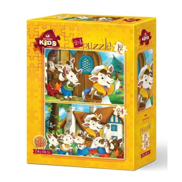 Pussel - KONSTPUZZEL - Söta Getter - 2 pussel - 12 bitar - Temat Djur