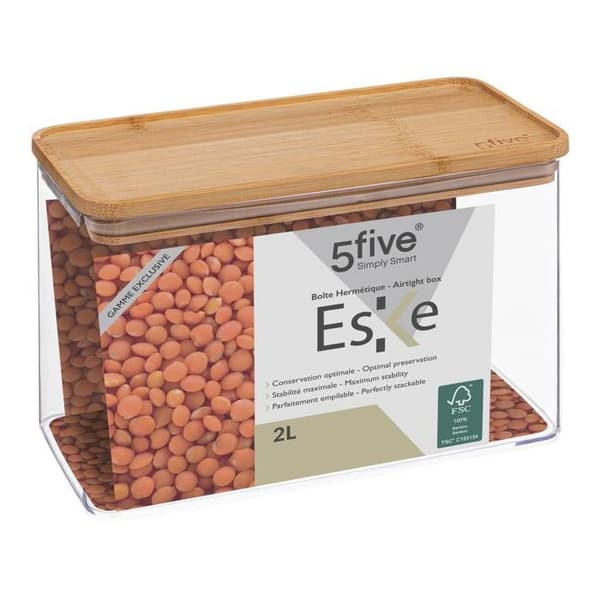 Rektangulär förvaringslåda med bambulock "Eske" 2L - 5 five simply smart