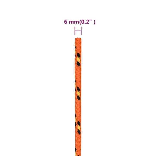 152658 vidaXL Båtrep Orange 6 mm 250 m Polypropylen