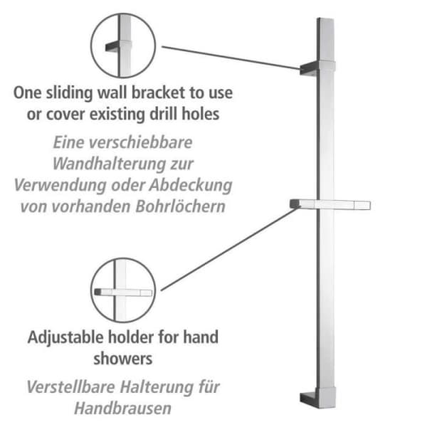 Duschstång - WENKO - Design - Rostfritt stål - Kromad - 68 cm