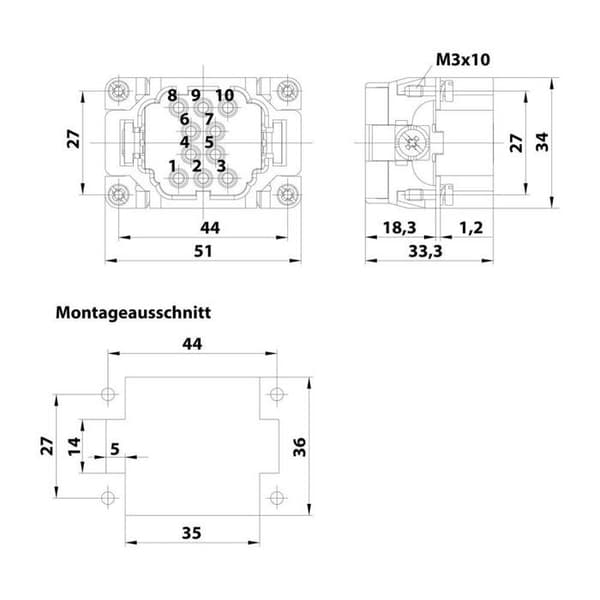 Insats hane HARTING 09320103001 1 st
