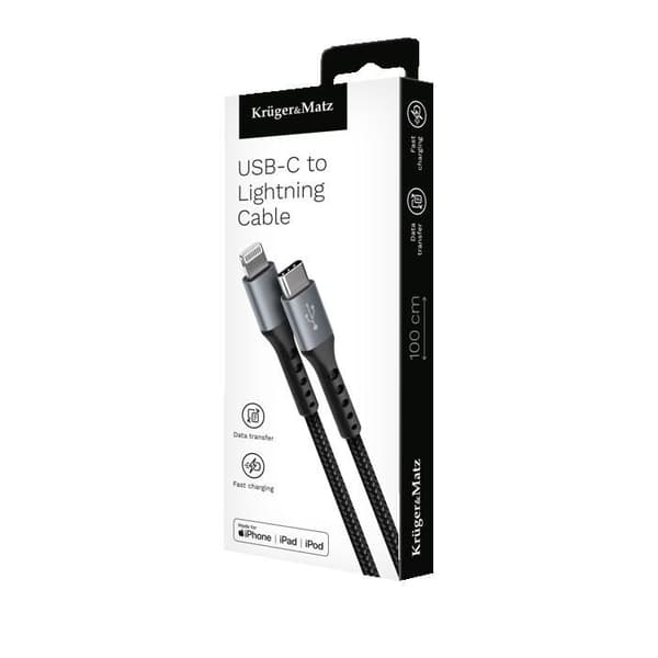 USB-C Lightning MFi-kabel för iPhone 1 m 15 W KrugerMatz