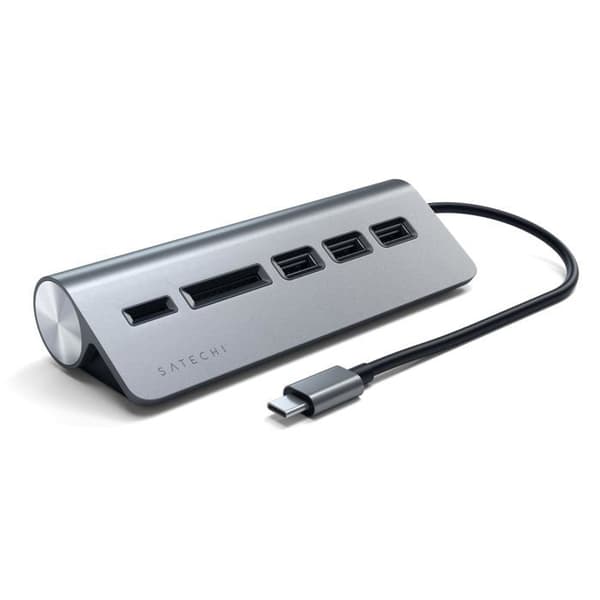 Typ C extern kortläsare med Satechi USB 3.0 Hub - grå - TU