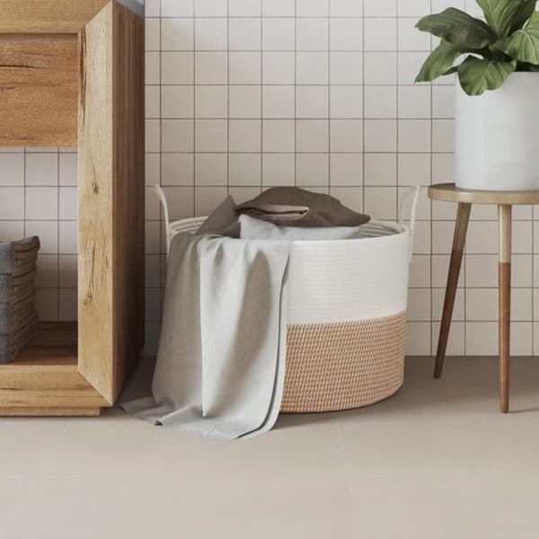 Brun och vit förvaringskorg Ø51x33 cm i bomull