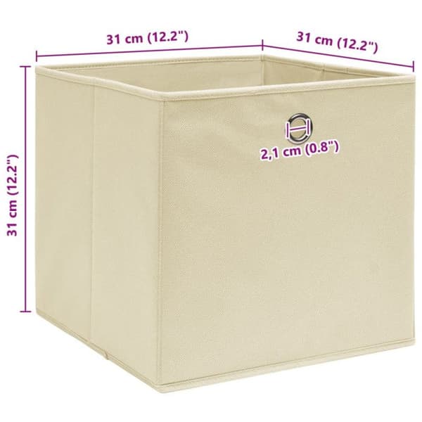 vidaXL Förvaringsboxar 10 st Kräm 32x32x32 cm Tyg