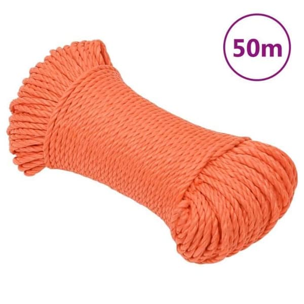 152929 vidaXL Arbetsrep Orange 8 mm 50 m Polypropen