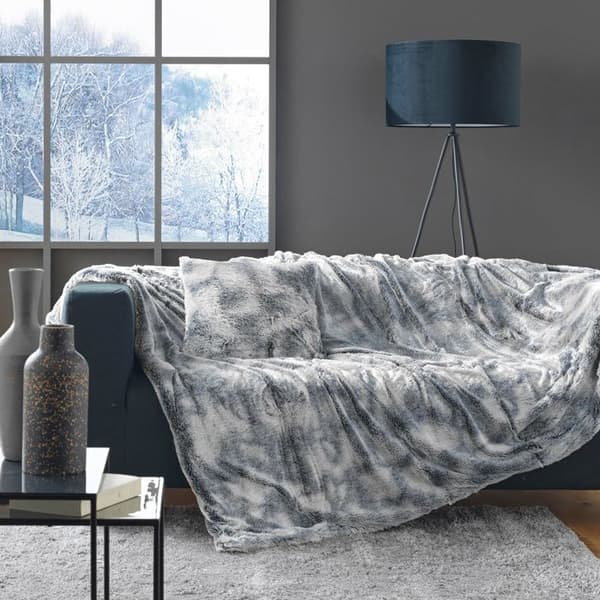 Pläd 180 x 220 cm imitationspäls – Antarktisk Grå
