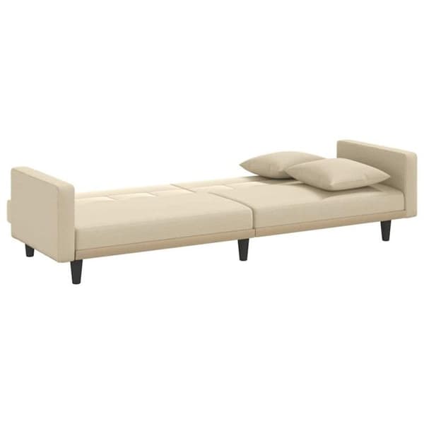 vidaXL Sängsoffa med kuddar i krämfärgad tyg 351878
