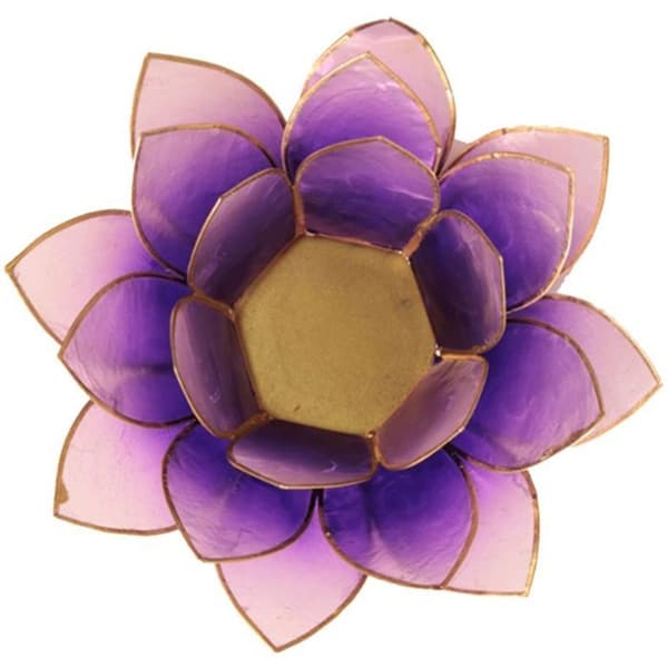 Lotusblomma Lila och Guld Ljusstake