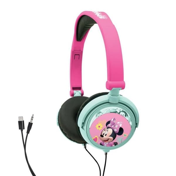 Fällbara stereohörlurar med kabel Minnie Mouse med volymbegränsning