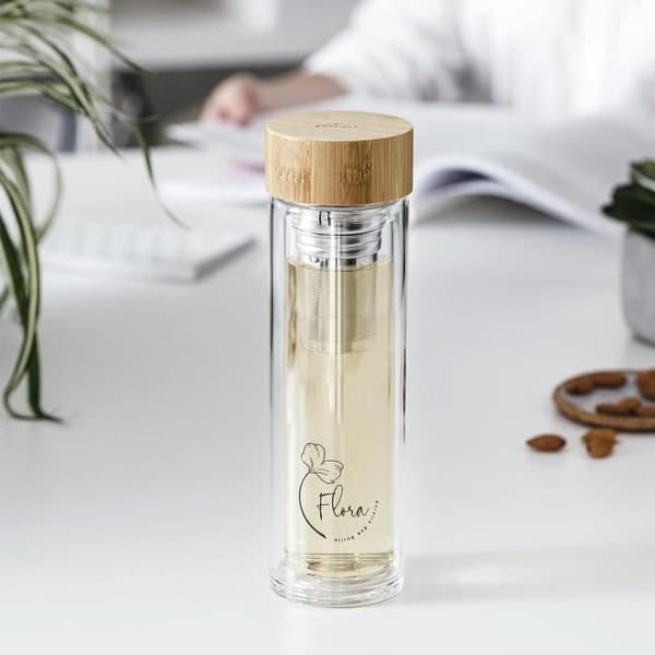 Lacor Flora glasinfusionsflaska 350 ml - trälock, transparent