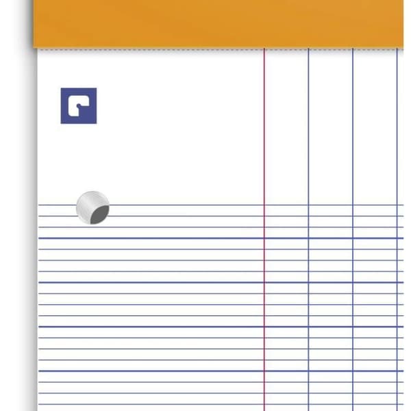 Bloc-notes - OXFORD - Stora rutor - 160 sidor - 31,5 x 21 cm - Orange
