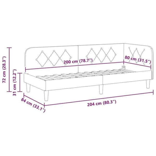 vidaXL Hörnsängram Creme 80 x 200 cm Sammet 42016593