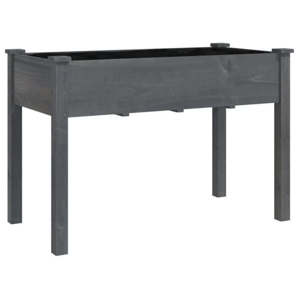 vidaXL Blomlåda med foder grå 118x59x76 cm massiv gran 364235