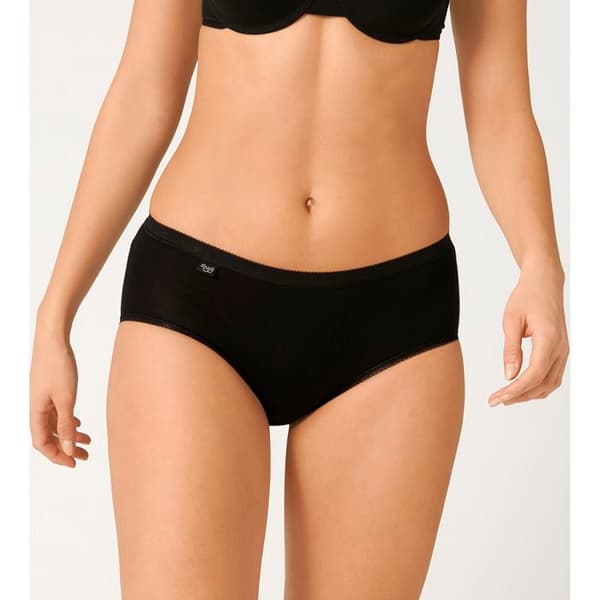 SLIP - SLOGGI - BASIC + MIDI - 95% COTTON - SVART - PACK 3 + 1 GRATIS