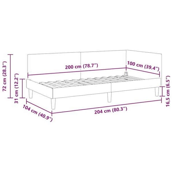 vidaXL Hörnsängram Mörkgrå 100 cm x 200 cm Sammet 42016237