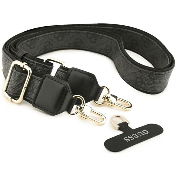 Coque Guess 4G Strass Logo MagSafe med rem för iPhone 17 Pro - Svart