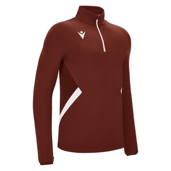 Macron Piave Sweatshirt - Mörkröd/Vit - 1/4 Zip Collar - Herr