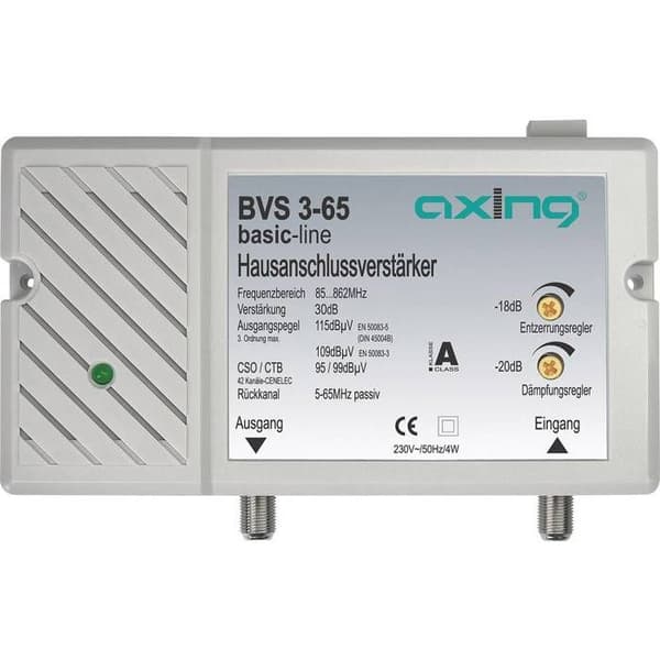 Anslutningsförstärkare för byggnad 30 dB Axing BVS 3-65