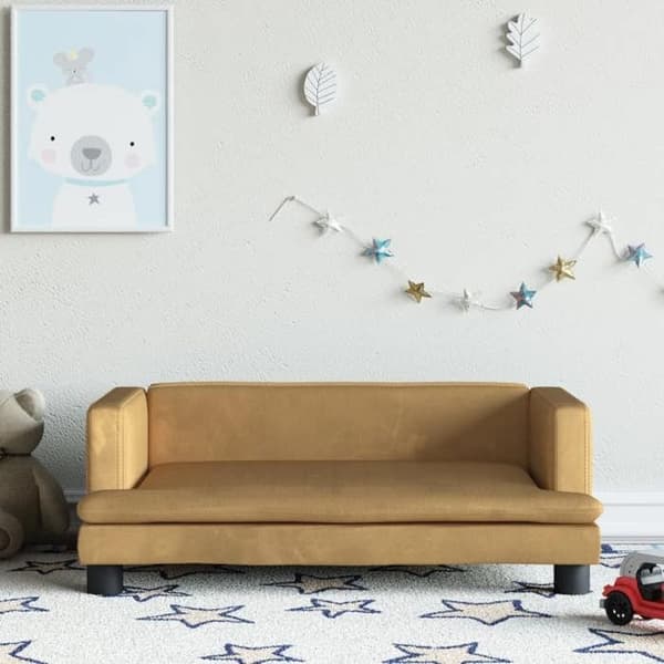 vidaXL Barnsoffa brun 80x45x30 cm sammet 3196310