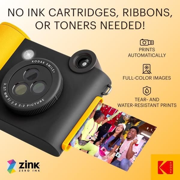 Instant Print Digital Camera - KODAK - Smile+ - Svart