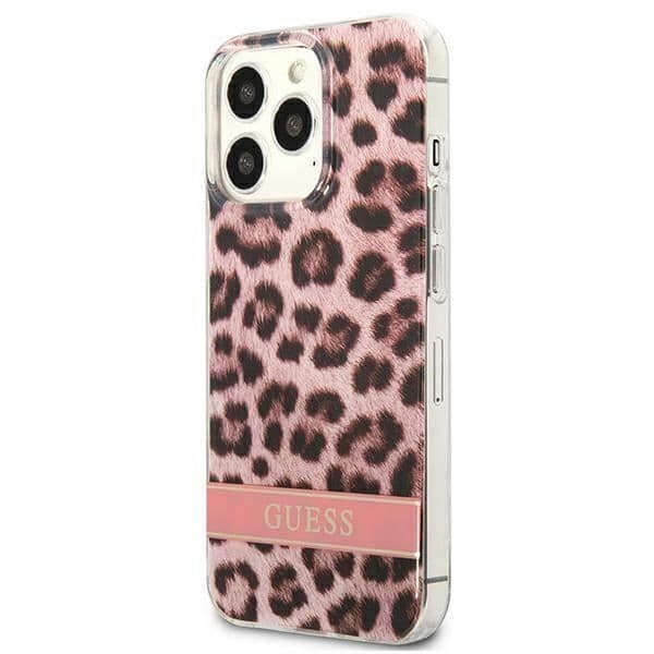 Guess Leopard Electro Stripe - Fodral för iPhone 13 Pro (Rosa) - 3666339047504