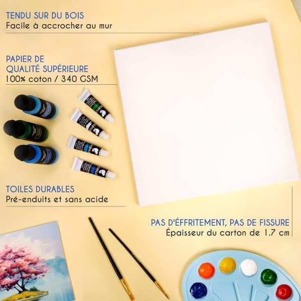 Målarcanvas - Zenacolor - 50x70 cm - 5-pack - 100% Bomull - Syrafri