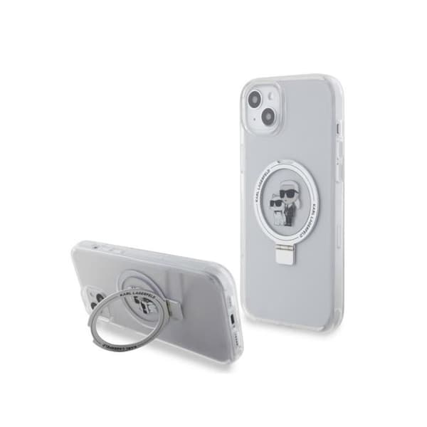 Karl Lagerfeld iPhone 15 Plus Skyddsfodral - TPU Ringställ - Genomskinlig